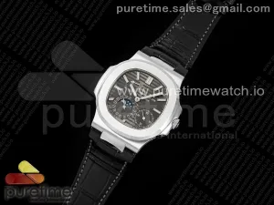 Nautilus 5712 SS PPF Gray Dial on Black Leather Strap A240 V2