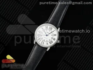 Ronde Solo 42mm SS AF White Dial on Black Leather Strap MIYOTA 9015