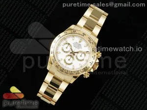 Daytona 116508 QF Weißes Zifferblatt auf YG Armband SH4130 V3 (Gain Gewicht)