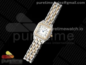 Panthère Ladies 22mm SS/RG AF White Dial Diamonds Bezel on SS/RG Bracelet Ronda Quartz