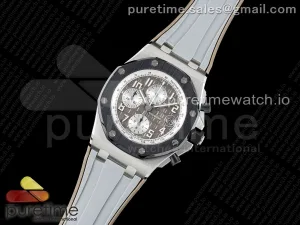 Royal Oak Offshore 42mm SS APF Brown Dial Ceramic Bezel on Gray Rubber Strap A3126