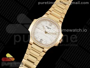 Nautilus 7118 Ladies RG PPF Quadrante bianco diamanti lunetta sul braccialetto RG 324CS