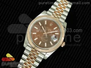 DateJust 41 126301 Noob RG Wrapped Braunes Zifferblatt auf dem SS/RG Jubiläumsarmband A3235