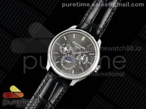 Perpetual Calendar 5140 SS 3KF Gray Dial on Black Leather Strap A240