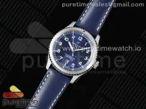 Navitimer 8 Automatik 41mm SS TF Blaues Zifferblatt auf blauem Lederarmband A2824
