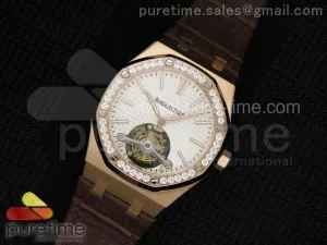 Royal Oak 41mm Tourbillon RG Silber Zifferblatt Diamanten