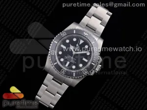 Submariner 114060 No Date Schwarz Keramik 904L Stahl ARF auf SS Armband A2824