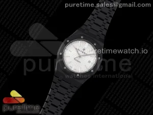 Royal Oak 41mm 15400 DLC ZF Quadrante bianco Textured su braccialetto DLC A3120 (Box)