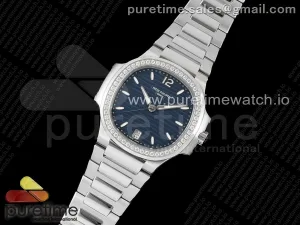 Nautilus 7118 Ladies SS PPF Quadrante blu diamanti lunetta sul braccialetto SS 324CS