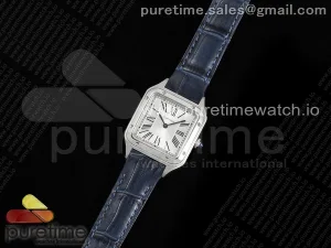 Santos Dumont 27.5mm AF Silver Dial on Blue Leather Strap Ronda Quartz