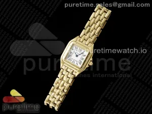 Panthère Ladies 22mm YG AF Esfera blanca en YG Pulsera Ronda Cuarzo