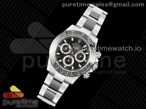 Daytona 116500 KING Esfera negra en la pulsera SS SH4130