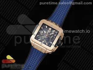 Square Bang Unico 42mm RG BBF Blue Skeleton Dial on Blue Rubber Strap A1280