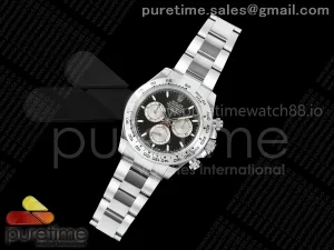 Daytona 126509 QF Black/Silver Dial on SS Bracelet JH4131 (Free Sprung) V18