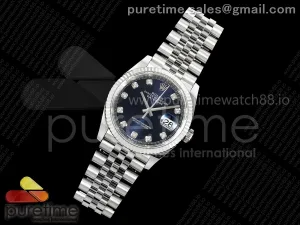 DateJust 36 126234 EWEF Blue Diamonds Dial on SS Jubilee Bracelet A3235