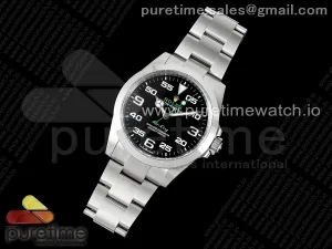 Air-King 126900 Clean 904L Stahl schwarzes Zifferblatt auf SS Armband VR3230