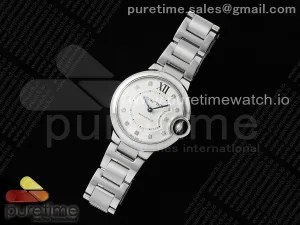 Ballon Bleu 33mm SS AF White Diamonds Dial on SS Bracelet Ronda Quartz (Quick Release)