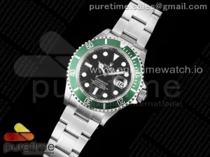 Submariner 16610 LV Verde No Rehaut Grabado de acero 904L ARF1:1 en la pulsera SS SH3135