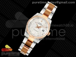DateJust 36 126231 EWEF Silver Textured Stick Dial on SS/RG Oyster Bracelet A3235