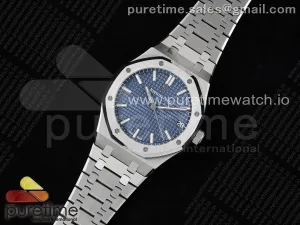 Royal Oak 41mm 15500 SS APSF Blaues Text-Zifferblatt auf SS-Armband A4302