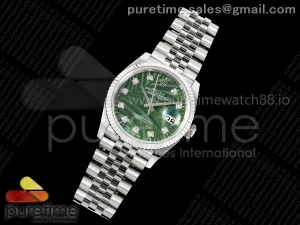 DateJust 36 126234 EWEF Green Leaves Diamonds Dial on SS Jubilee Bracelet A3235