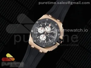 Royal Oak Offshore 44mm RG Lunette en céramique APF Cadran noir/blanc sur Bracelet en caoutchouc A3126