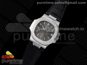 Nautilus 5711 SS 3KF Gray Textured Dial on Black Leather Strap A324 V2