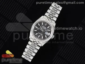 DateJust 36 126234 Clean 904L Steel Black Stick Dial on Jubilee Bracelet VR3235