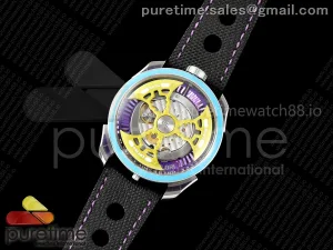 MB&F M.A.D.1.SS K11F Blue Bezel Yellow Rotor on Black Leather Strap Miyota 821A