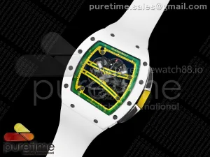 RM061 White Ceramic UMI on Green Inner Bezel on Rubber Strap RMUL2 Free Sprung