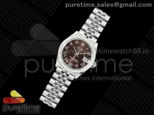 DateJust 31 Ladies Diamonds Bezel SS THB Brown Roman Dial on Jubilee Bracelet A2236