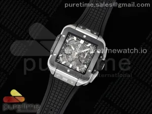 Square Bang Unico 42mm Titanium BBF Skeleton Dial Ceramic Bezel on Black Rubber Strap A1280