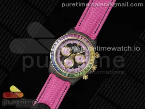 Daytona DIW Carbon Rainbow EF Pink/Black Dial on Pink Nylon Strap A7750