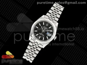 DateJust 41 126334 SEEK 904L Stahl schwarzes Stick-Zifferblatt auf Jubiläumsarmband VR3235