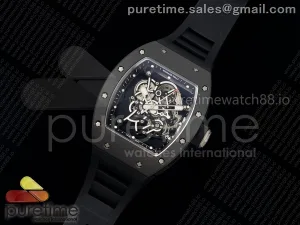 RM055 Black Ceramic DF Black Inner Bezel on Black Rubber Strap RMUL2 (Free Sprung)