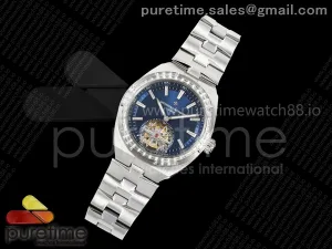 Overseas Tourbillon SS ANTF Blue Dial Diamonds Bezel on SS Bracelet