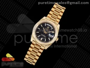 Day Date 40 YG TMF Black Stick Dial on President Bracelet VR3255