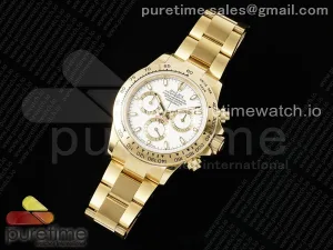 Daytona 116508 YG OMF Weißes Lume Zifferblatt auf YG Armband A7750 (Slim Bewegung)
