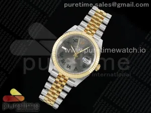 DateJust 41 126333 Clean 904L Stahl Grau Zifferblatt grün römische Marker auf SS/YG Oyster Armband VR3235