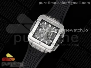 Square Bang Unico 42mm Titan BBF Skelett Zifferblatt auf schwarzem Gummiband A1280