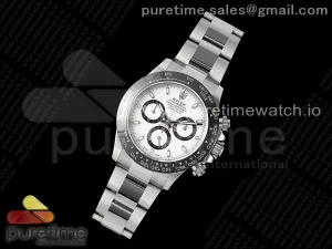 Daytona 116500 APSF 904L SS Gehäuse und Armband Weißes Zifferblatt SH4130