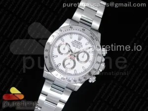 Daytona 116500 Noob 904L SS Gehäuse und Armband Weißes Zifferblatt SA4130 V4