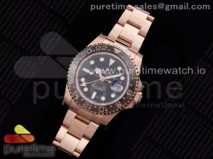 GMT-Master II Rootbeer 126715 CHNR Boîtier et Bracelet en or RG en céramique noir/brun, en forme de cuir et de cuir A2836