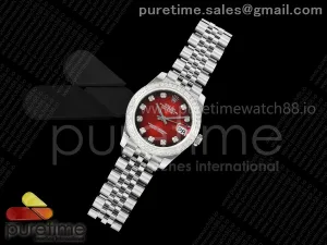 DateJust 31 SS GMF Red Dial Diamonds Bezel on Jubilee Bracelet A2824