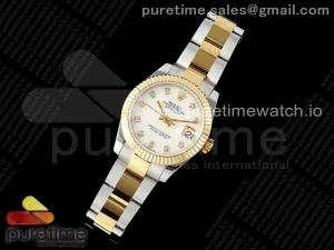DateJust 31 278273 SS/YG GMF 904L Steel White MOP Diamonds Dial on Oyster Bracelet A2824