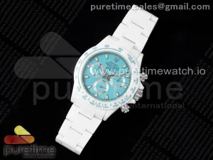 Daytona AET Weiße Keramikgehäuse und Armband Tiffany Blue Zifferblatt SA4130