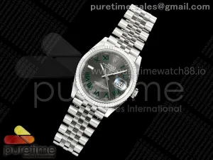 DateJust 36 126234 EWEF Gray Dial Green Roman on SS Jubilee Bracelet A3235