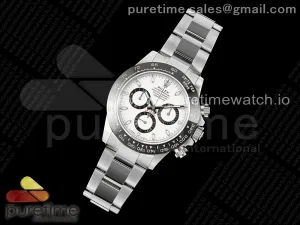 Daytona 116500 KING Esfera blanca en la pulsera SS SH4130