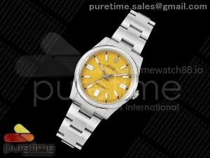 Oyster Perpetual 124300 41mm Clean Plus 904L Steel Yellow Dial DD3230