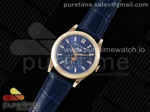 Annual Calendar Moonphase 5396 RG ZF Quadrante cristallo blu su cinturino in pelle blu A324